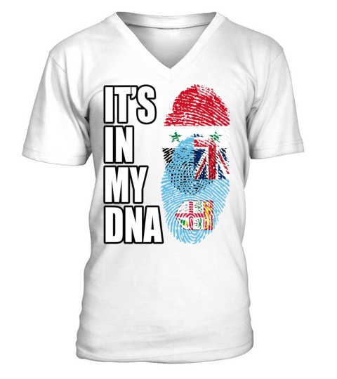 Syrian And Fijian Vintage Heritage DNA Flag V-Neck T-shirt