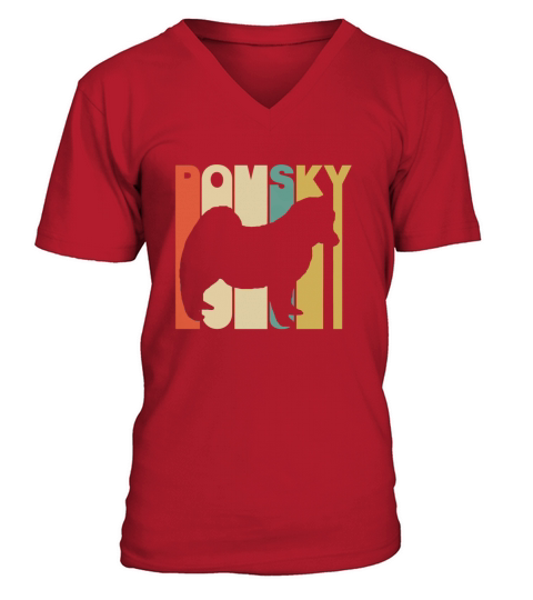 Vintage Style Pomsky Silhouette T-Shirt V-Neck T-shirt