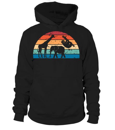 Retro Zoology Sunset Vintage Wildlife Sunrise Hoodie Unisex