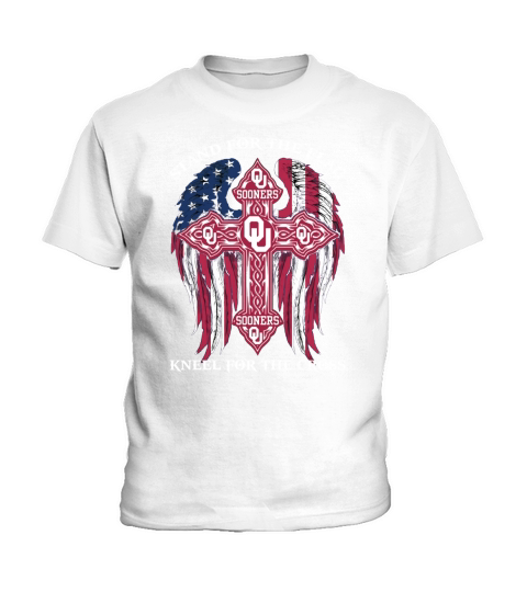 Oklahoma Sooners stand for the flag kneel for the cross Oklahoma Sooners back black shirt Kids T-Shirt
