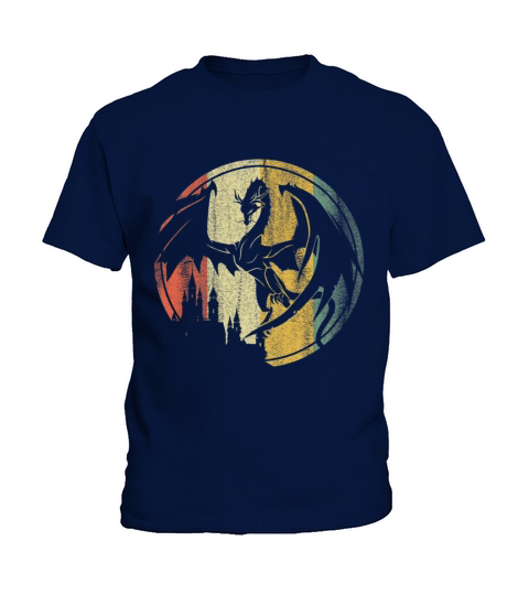 Retro Dragon Vintage Castle Dungeon Fantasy Kids T-Shirt