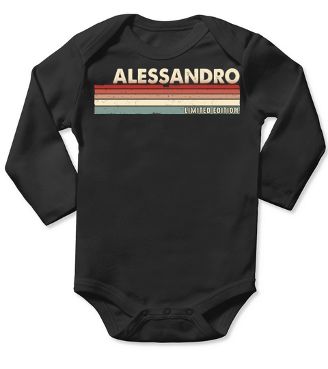 Alessandro - Funny Retro Vintage Name 80s 90s Long Sleeve Baby One-Piece