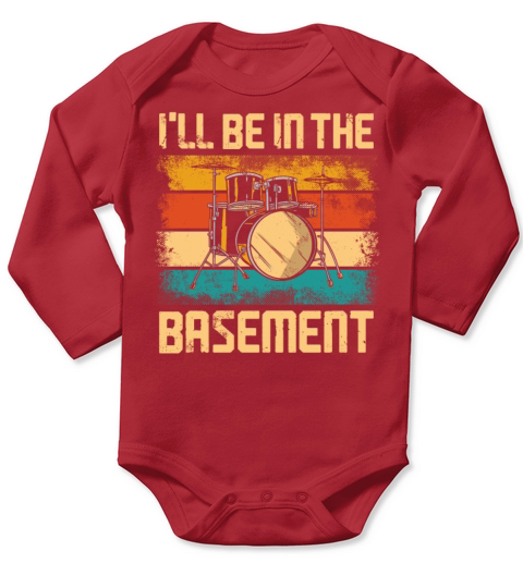Drummer Drum Set Vintage Retro Long Sleeve Baby One-Piece