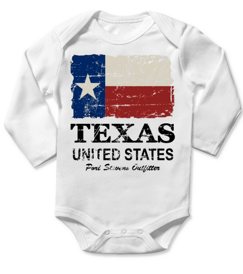 Texas Flag   Vintage Look Long Sleeve Baby One-Piece