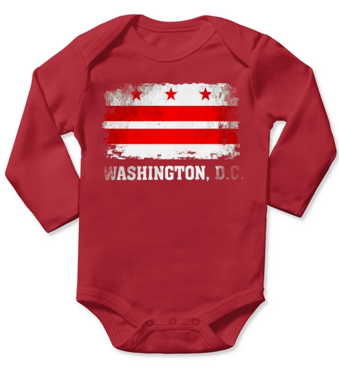 Washington DC Flag USA TShirt Vintage Distressed Shirt Long Sleeve Baby One-Piece