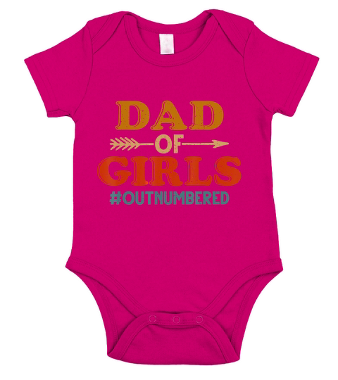 Dad of Girls Outnumbered Vintage T-Shirt Fathers Day Gift T-Shirt Short Sleeve Baby One-Piece