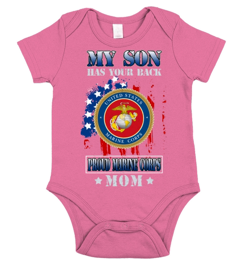 Proud Marine Corps Mom My Son Has Your Back 2020 Short Sleeve Baby One-Piece