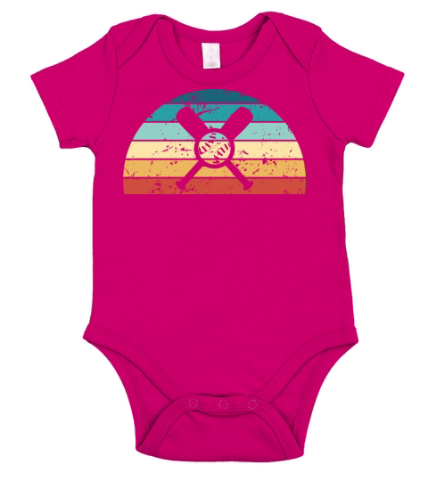 Retro Baseball Sunset Vintage sports Sunrise Short Sleeve Baby One-Piece