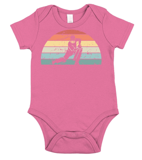 Retro Cricket Sunset Vintage sports Sunrise Short Sleeve Baby One-Piece