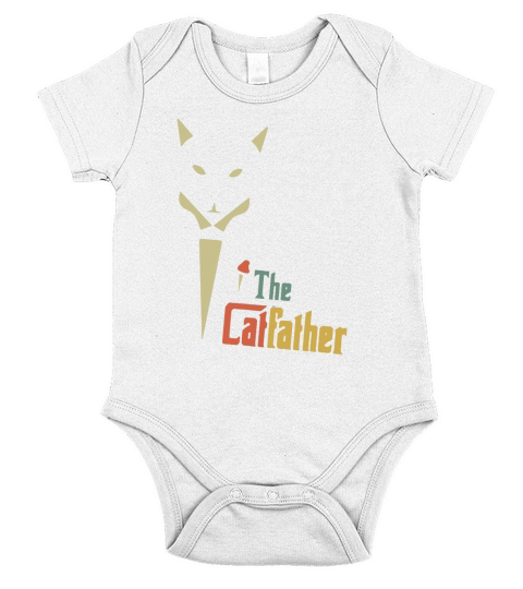 Vintage The Catfather Funny Cat Dad Father Of Cats Retro Sunset Kitty Kitten Lover Short Sleeve Baby One-Piece