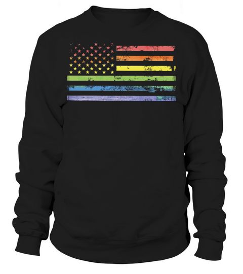 LGBT Community American Flag Rainbow Colors Gay Sweatshirt Unisex