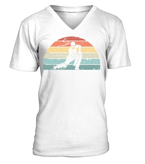 Retro Cricket Sunset Vintage sports Sunrise V-Neck T-shirt