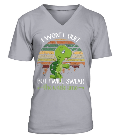 Retro Turtle I Won’t Quit But I Will Swear The Whole Time - Coffee Mug (colored) V-Neck T-shirt