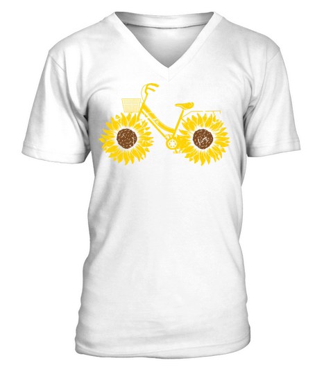 Sunflower Bicycle Cyclist V-Neck T-shirt