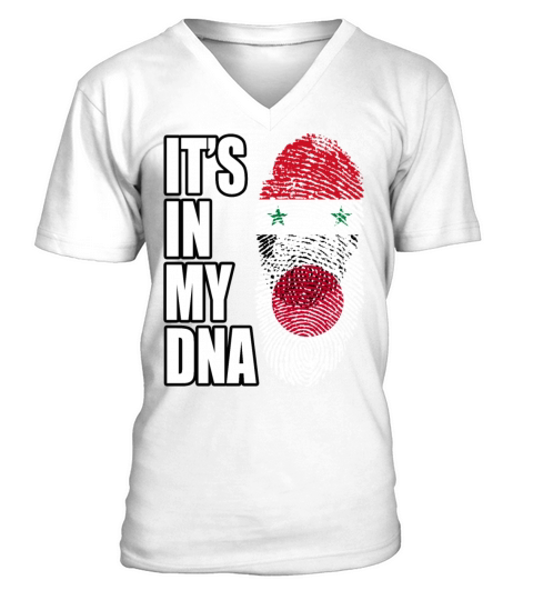Syrian And Japanese Vintage Heritage DNA Flag V-Neck T-shirt