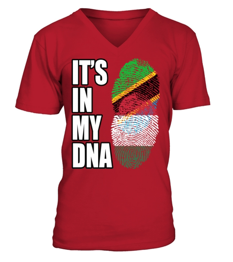 Tanzanian And Hungarian Vintage Heritage DNA Flag V-Neck T-shirt