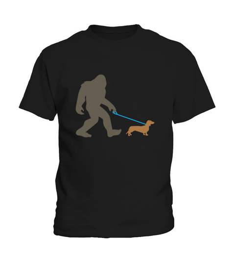 Bigfoot Walking Dachshund T-Shirt, Sasquatch Doxie Gift Kids T-Shirt