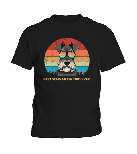 Dog Vintage Best Schnauzer Dad Ever Father Day Vintage Sunglass shirt Kids T-Shirt