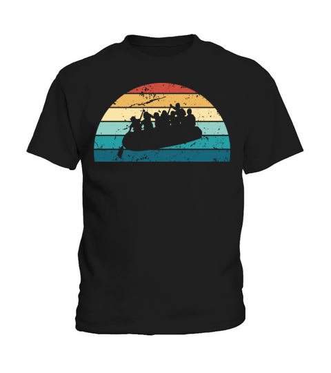 Retro Rafting Sunset Vintage raft Sunrise Kids T-Shirt
