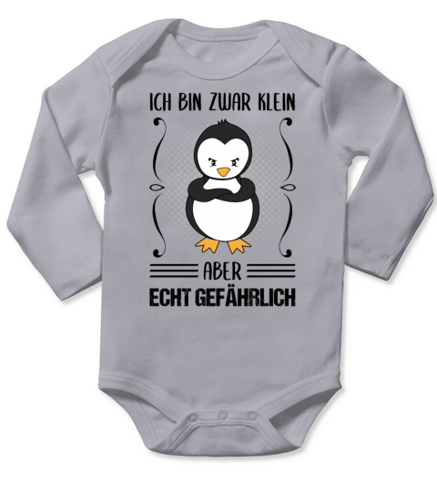 Penguin Small But Dangerous Funny Quote Gift Long Sleeve Baby One-Piece