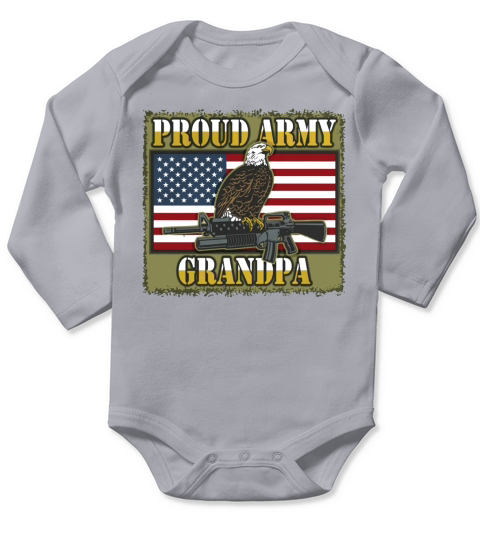 Proud Army Grandpa Bald Eagle Long Sleeve Baby One-Piece