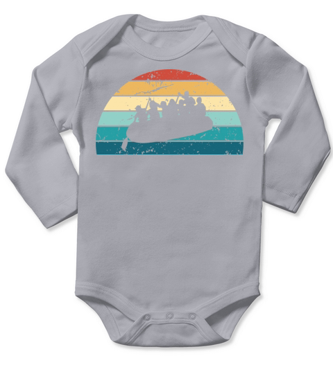 Retro Rafting Sunset Vintage raft Sunrise Long Sleeve Baby One-Piece