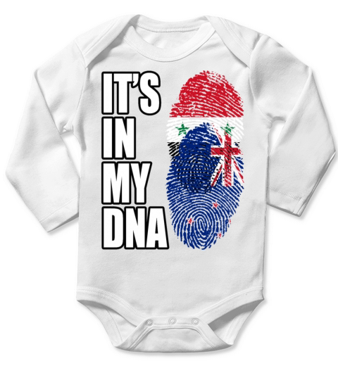 Syrian And New Zealand Vintage Heritage DNA Flag Long Sleeve Baby One-Piece