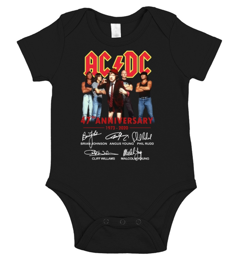 ACDC 47th anniversary 1973-2020 signatures shirt Short Sleeve Baby One-Piece