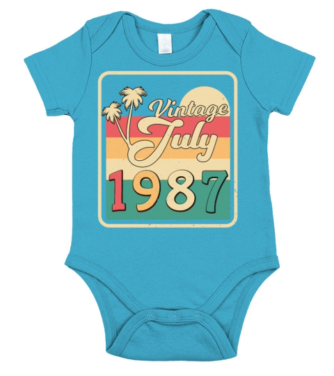 Birthday Greeting For July 1987 Short Sleeve Baby One-Piece