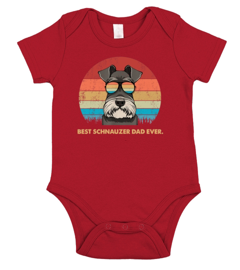 Dog Vintage Best Schnauzer Dad Ever Father Day Vintage Sunglass shirt Short Sleeve Baby One-Piece
