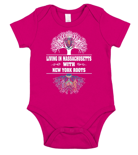 LIVING IN MASSACHUSETTS WITH NEW YORK ROOTS Short Sleeve Baby One-Piece