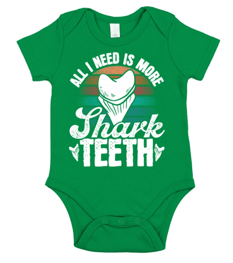 Vintage Tooth need is more Shark Teeth Collecting Short Sleeve Baby One-Piece