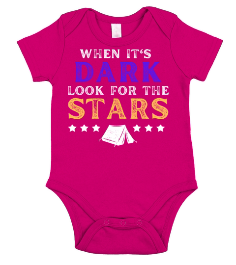 When Its Dark Look For The Stars - camping Lovers Short Sleeve Baby One-Piece