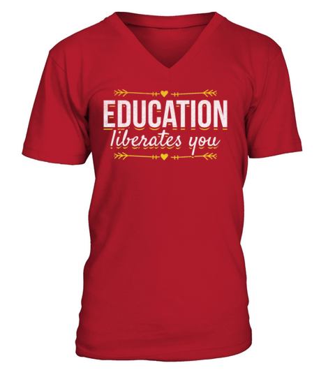 Education Liberates You Literature Bookworm V-Neck T-shirt