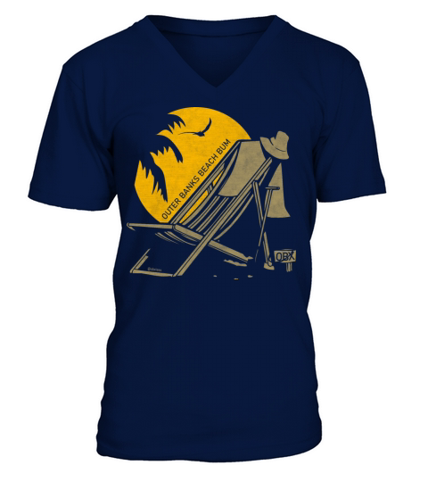 Outer Banks Beach Bum OBX Gold Vintage V-Neck T-shirt