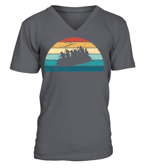 Retro Rafting Sunset Vintage raft Sunrise V-Neck T-shirt