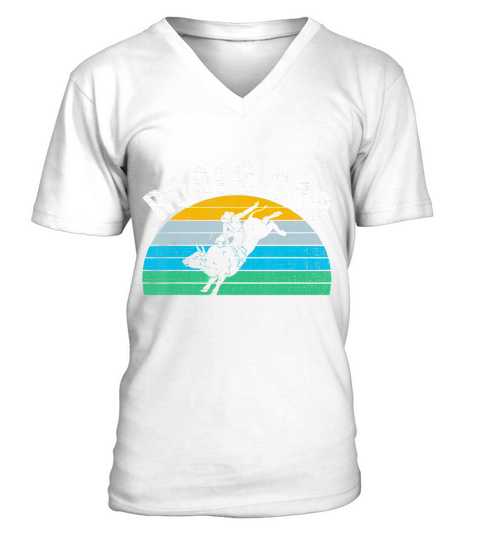 Retro Vintage Rodeo Dad Funny Bull Rider Fathers Day Gift T-Shirt V-Neck T-shirt