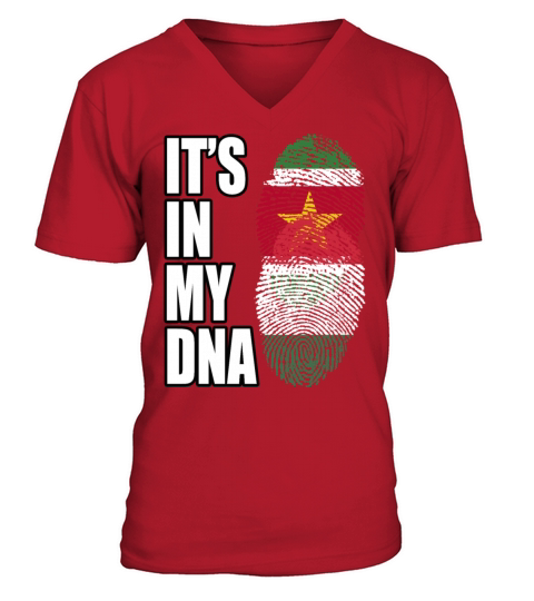 Surinamese And Hungarian Vintage Heritage DNA Flag V-Neck T-shirt