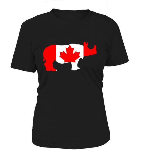 Canada Flag - Rhinoceros - Womens T-Shirt by American Apparel Women's T-Shirt