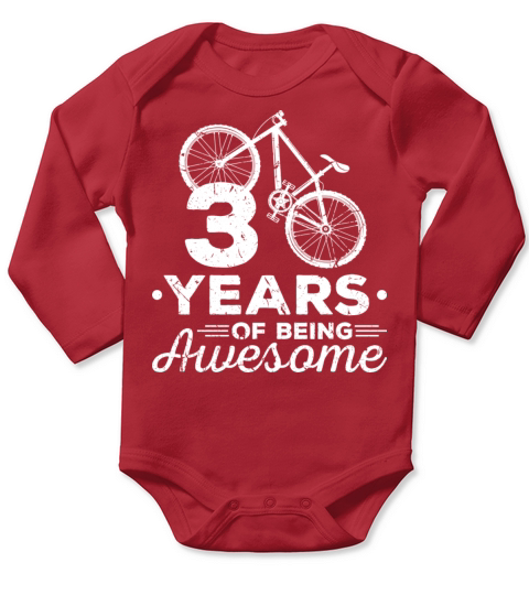 30th Birthday Mountain Bike Funny MTB Long Sleeve Baby One-Piece