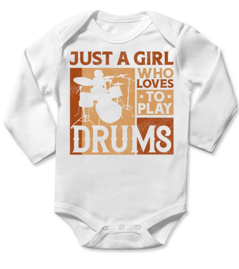 Drummer Drum Set Girl Vintage Just Long Sleeve Baby One-Piece