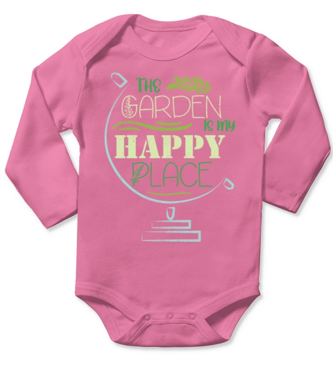 Funny The Garden Is My Happy Place Retirement Plan Long Sleeve Baby One-Piece