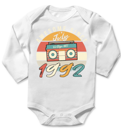 July 1992 30th Birthday Long Sleeve Baby One-Piece