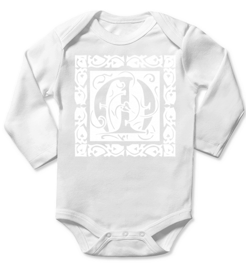 M Capital Letter Initial Monogram Alphabet Name Long Sleeve Baby One-Piece