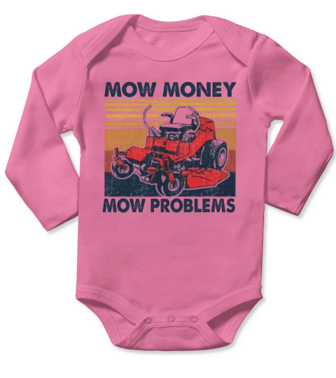 Mow money mow problems vintage Long Sleeve Baby One-Piece