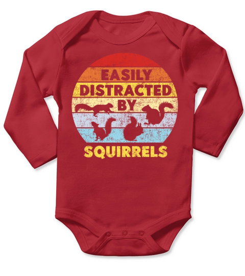 Squirrel Acorn Retro Vintage Long Sleeve Baby One-Piece