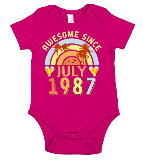 1987 July Retro Short Sleeve Baby One-Piece