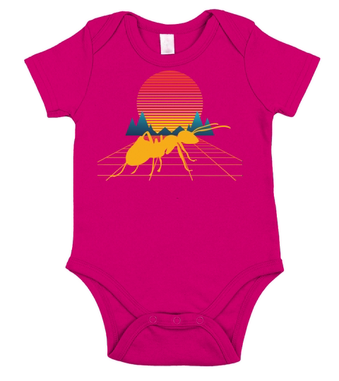 Ant Insect Keeper Retrowave Sunset Short Sleeve Baby One-Piece