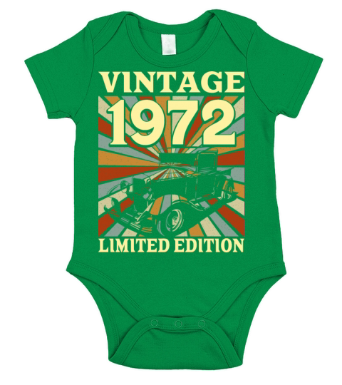 Classic And Old Car 1972 Vintage 50th Birthday Short Sleeve Baby One-Piece