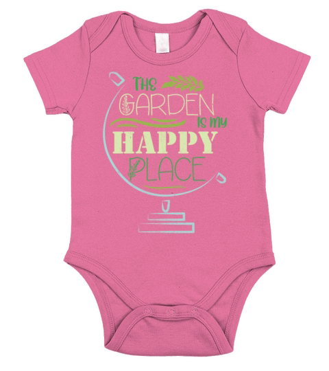 Funny The Garden Is My Happy Place Retirement Plan Short Sleeve Baby One-Piece